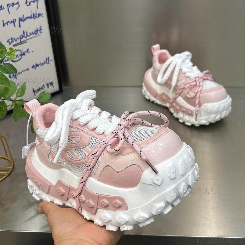 Sewing Net - Damskie masywne sneakersy na platformie, oddychające,