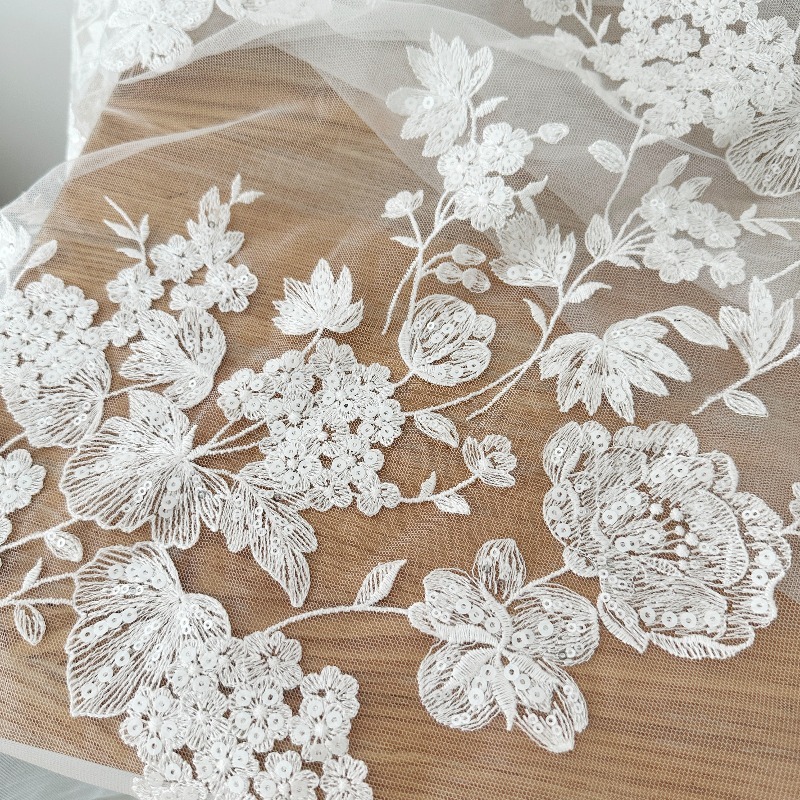 Sewing Net - Tkanina z bawełnianej koronki z cekinami