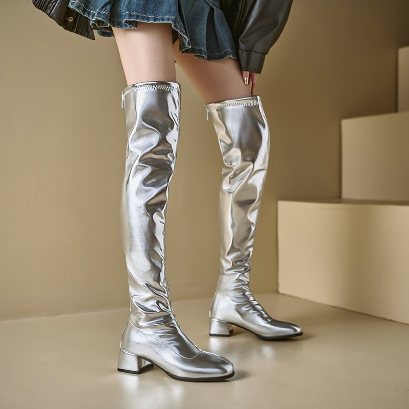 Damskie metaliczne kozaki za k – Sewing Zipper recenzja i cena