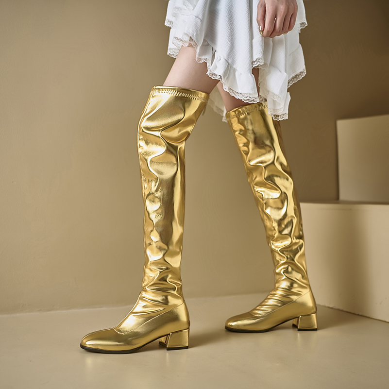 Damskie metaliczne kozaki za k – Sewing Zipper recenzja i cena