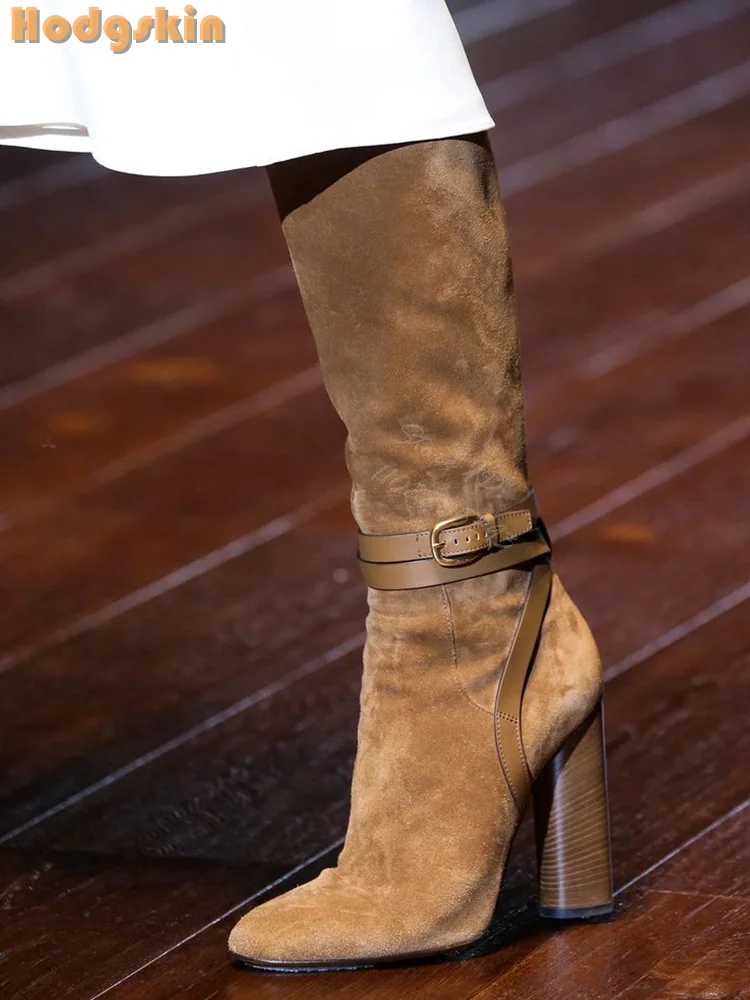 Retro Buckle Straps Boots Sued – Sewing Zipper recenzja i cena