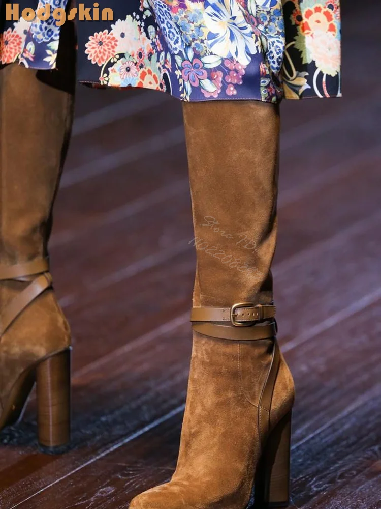Retro Buckle Straps Boots Sued – Sewing Zipper recenzja i cena